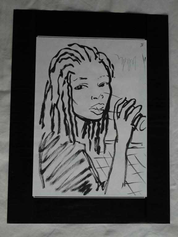 Peter Klashorst : Tekening / schets – Drinkende vrouw – gesigneerd  kopen? Bied vanaf 1!