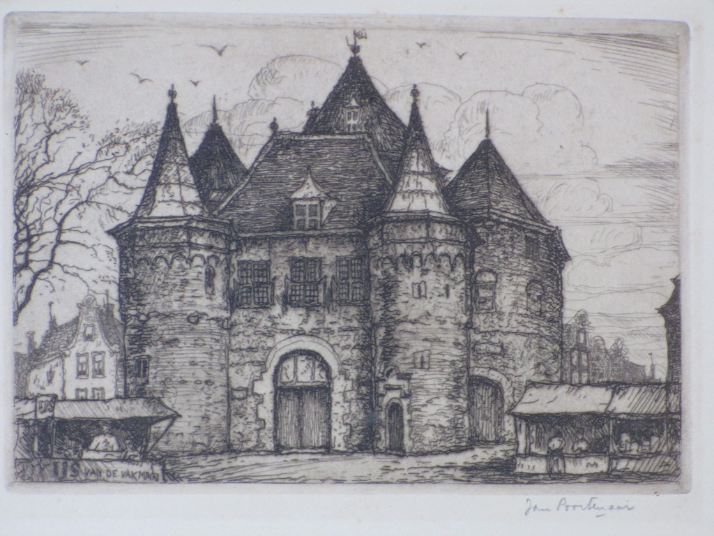 Jan Poortenaar, Waag Nieuwmarkt Amsterdam, Ets verkocht voor € 35!