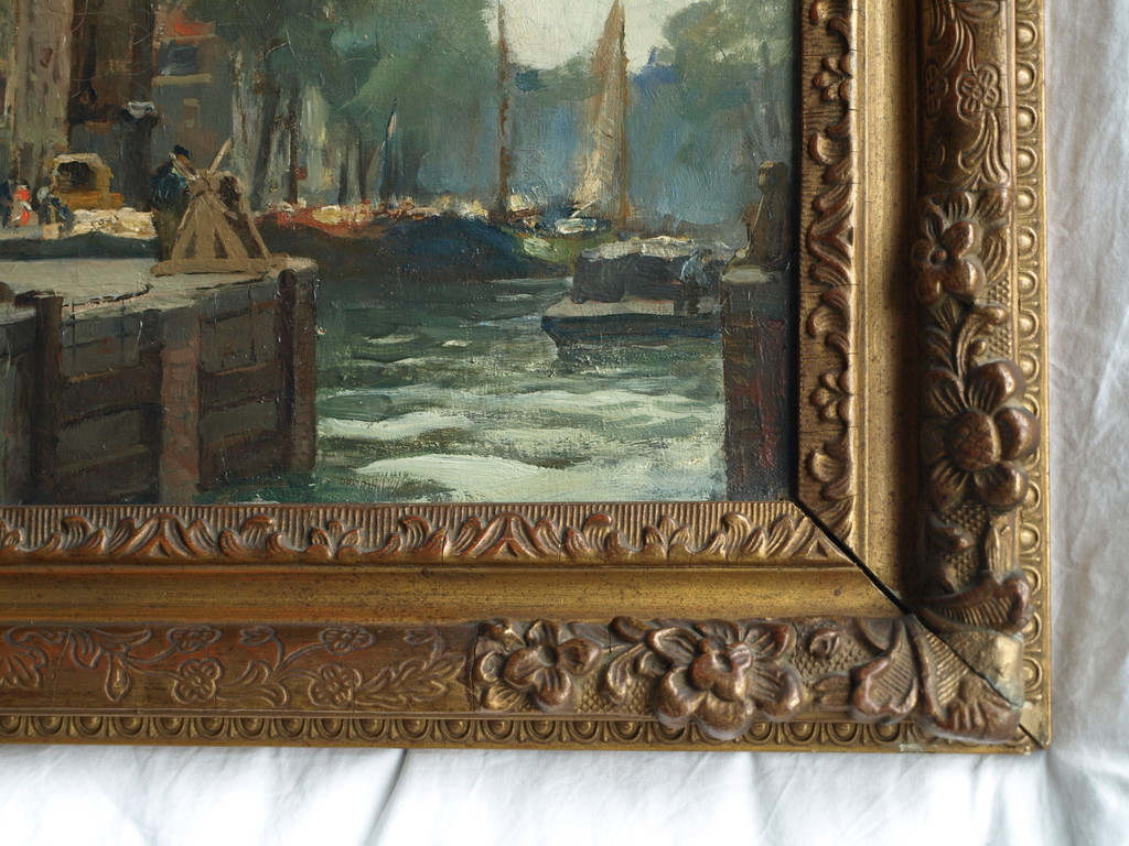 David Schulman : Olieverf op doek â��Stadsgezicht Amsterdamâ��gesigneerd & ingelijst kopen? Bied vanaf 500!