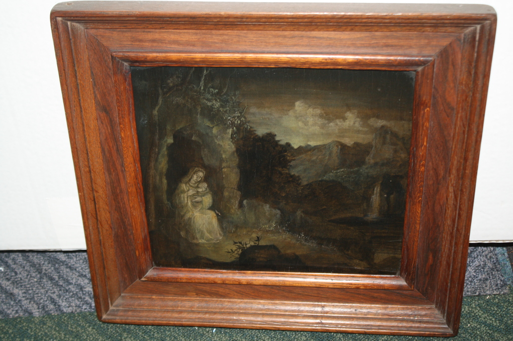 WILLEM NIJS 1902-1961 - SURREALISTISCH LANDSCHAP MOEDER EN KIND BIJ GROT / NACHT verkocht voor € 150!