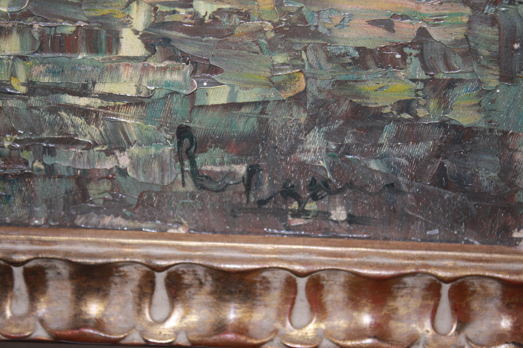 impressionisme uit de jaren 30 - OCEAAN STOMER in de HAVEN art deco lijst kopen? Bied vanaf 1!