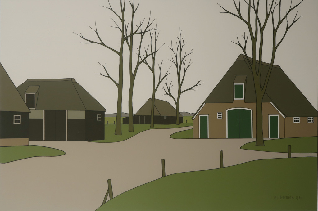 Klaas Bernink: Zeefdruk, Boerderij - Ingelijst verkocht voor € 160!