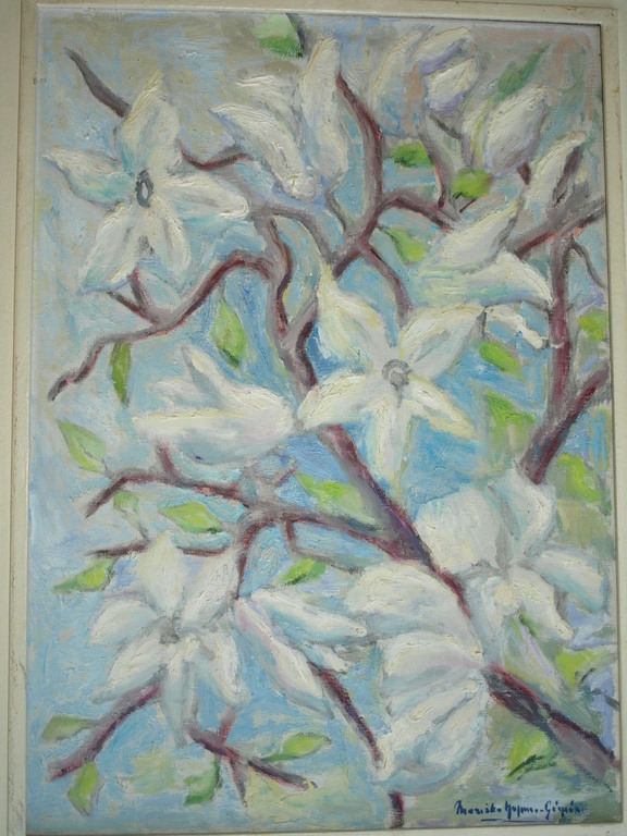 MARISKA HOFMAN-GÁSPÁR (1910) – Olieverf  – Witte lelies – Gesigneerd & ingelijst kopen? Bied vanaf 100!