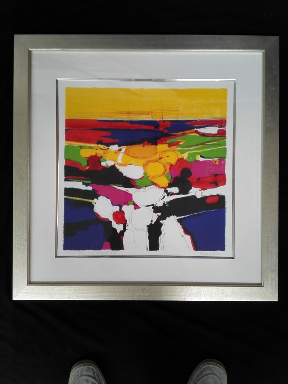 Frank Lejeune, zeefdruk op papier in lijst, Titel: First veules les roses verkocht voor € 75!