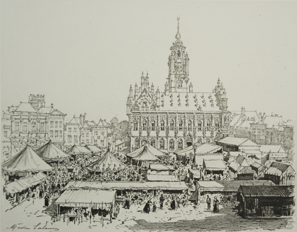 Maxime Lalanne - heliogravure - La kermesse a Middelbourg - 1881 kopen? Bied vanaf 20!