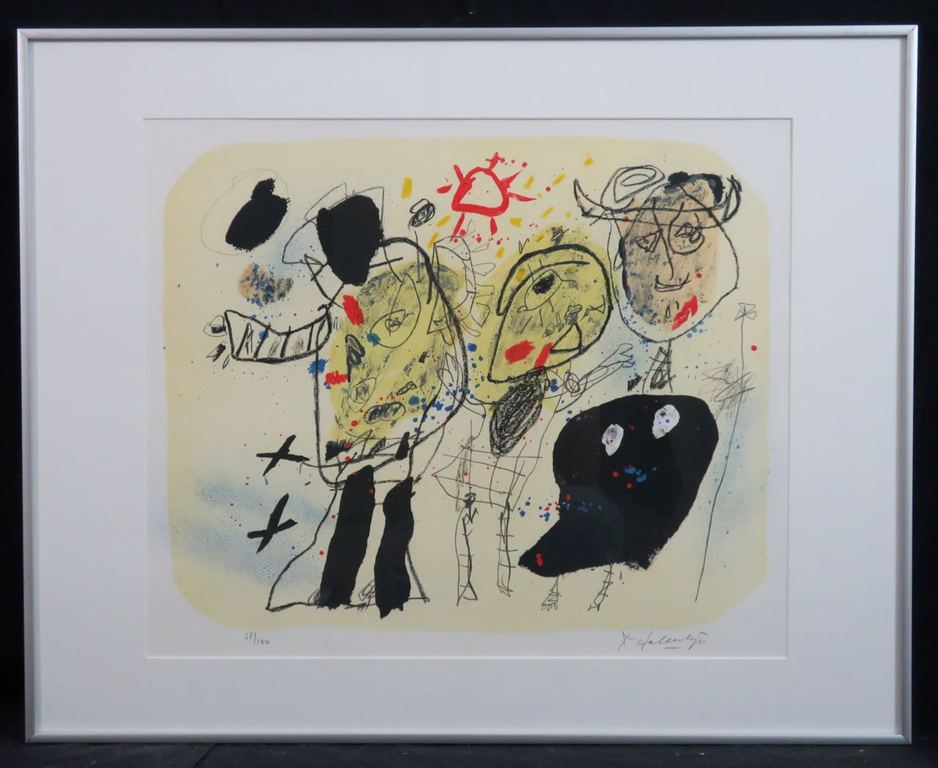 Kees Salentijn: Zeefdruk, Tres Hombrecitos - Ingelijst kopen? Bied vanaf 1!