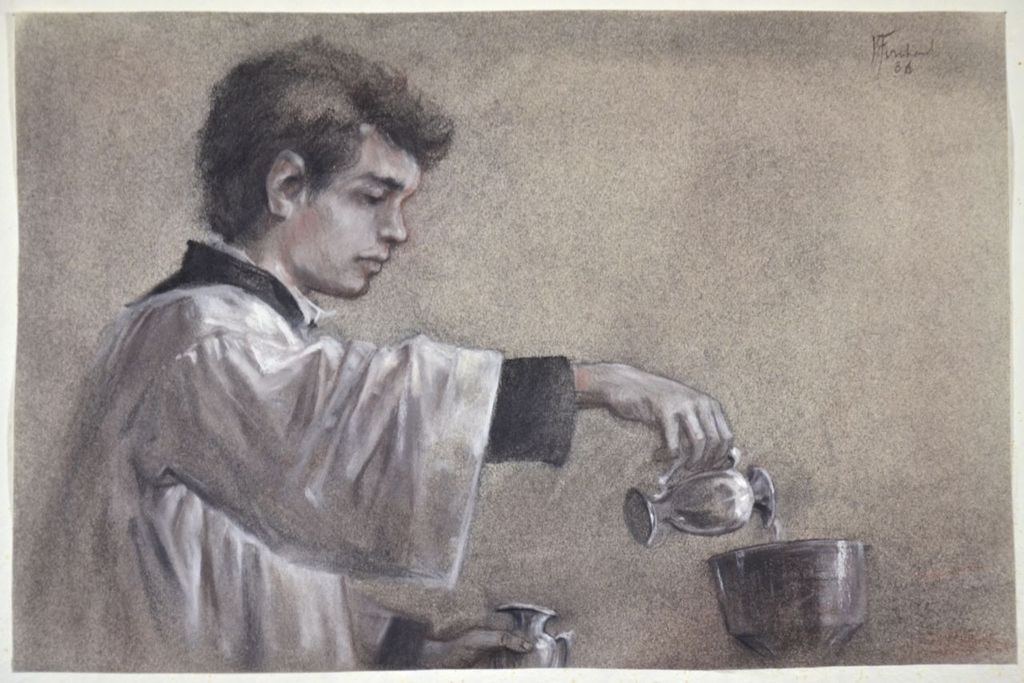 Bob Fernhout: Pasteltekening. Misdienaar. kopen? Bied vanaf 1!