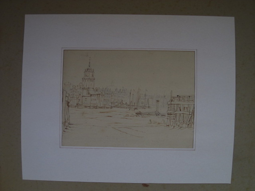 Antieke Potloodtekening G.L.Kiers (1838-1916) "Amsterdam Haringpakkerstoren "  kopen? Bied vanaf 1!