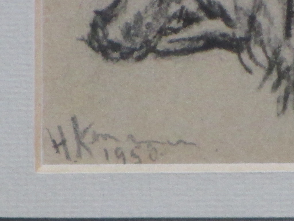 J.H.Kaemmerer, Wild zwijn, Tekening kopen? Bied vanaf 1!