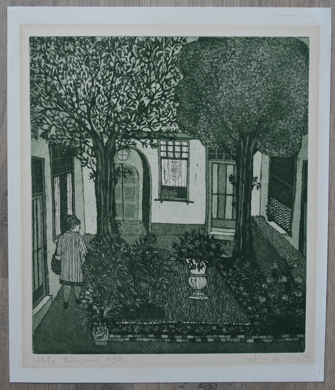 Laetitia de Haas, ets # HOFJE PALMGRACHT # gesigneerd/genummerd/nm, 1976 kopen? Bied vanaf 1!