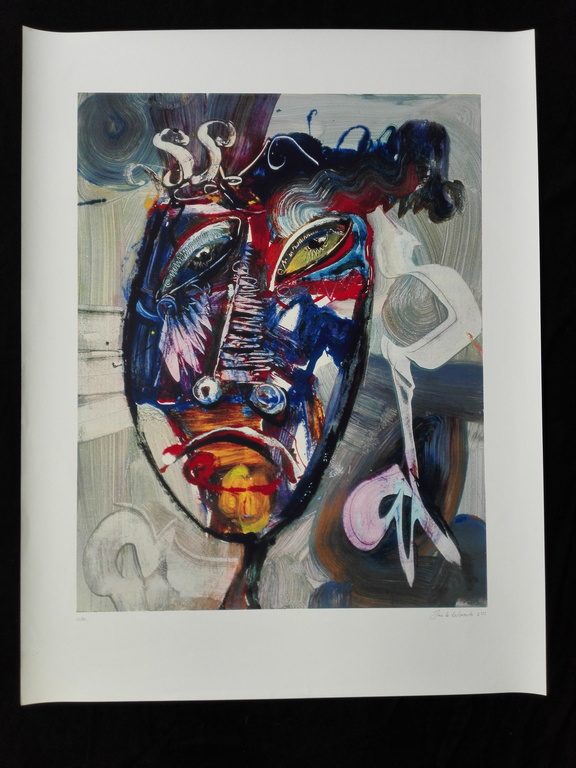 Jan te Wierik, zeefdruk op papier, Titel: Masker kopen? Bied vanaf 125!