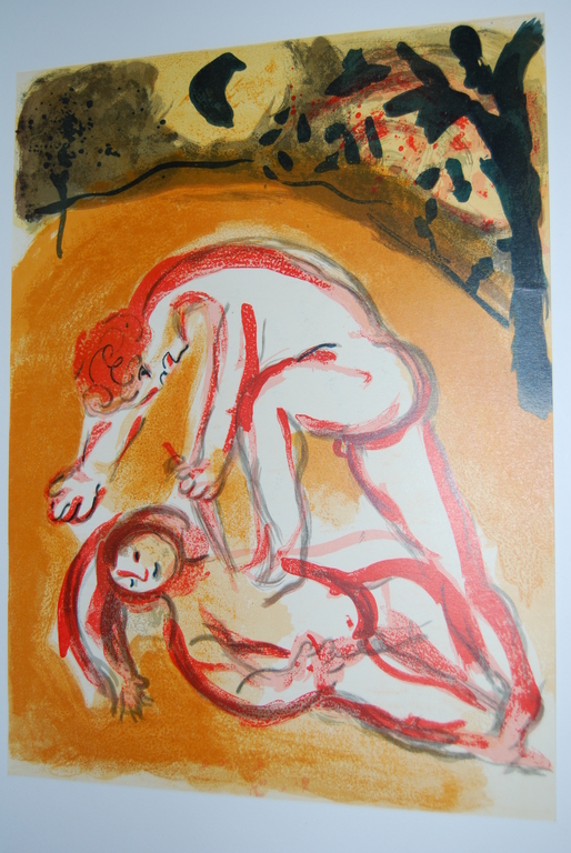 Marc Chagall, Cain et Abel litho uit Verve 37-38, 1960 verkocht voor € 150!