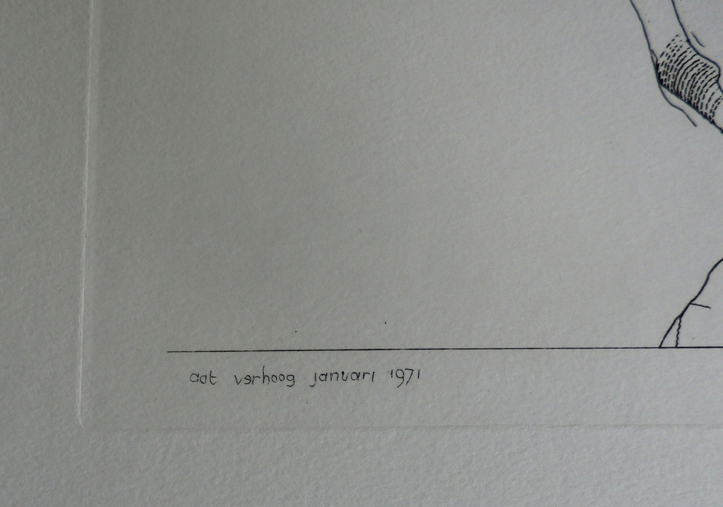 Aat verhoog - ets: jongen en meisje op paard - 1971 kopen? Bied vanaf 50!