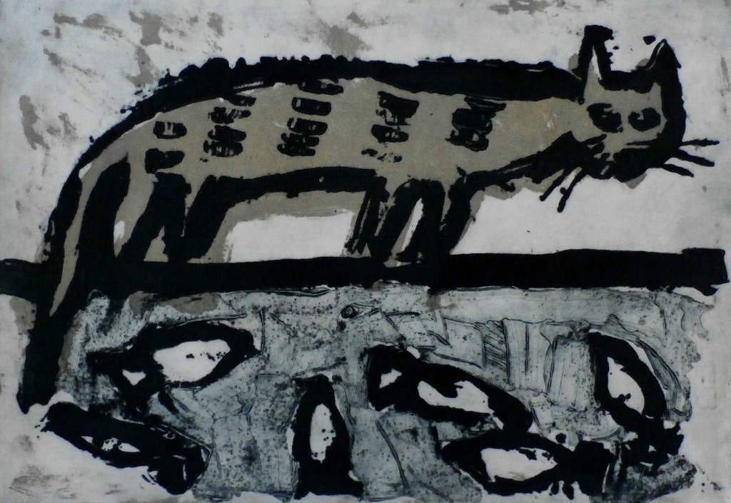 Wim Zurne - ets: kat op de vijverrand - 1996 kopen? Bied vanaf 60!