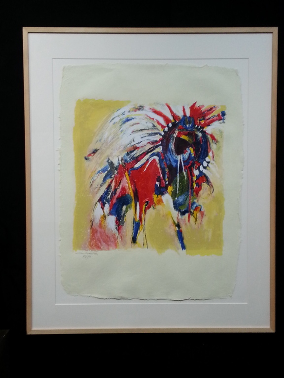 Gerard 't Hart: zeefdruk op papier in houten lijst verkocht voor € 50!