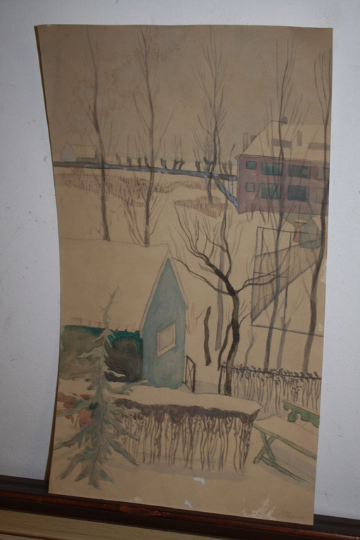 JAAP GIDDING  - AQUAREL TUIN IN DE WINTER  - VROEG WERK kopen? Bied vanaf 50!