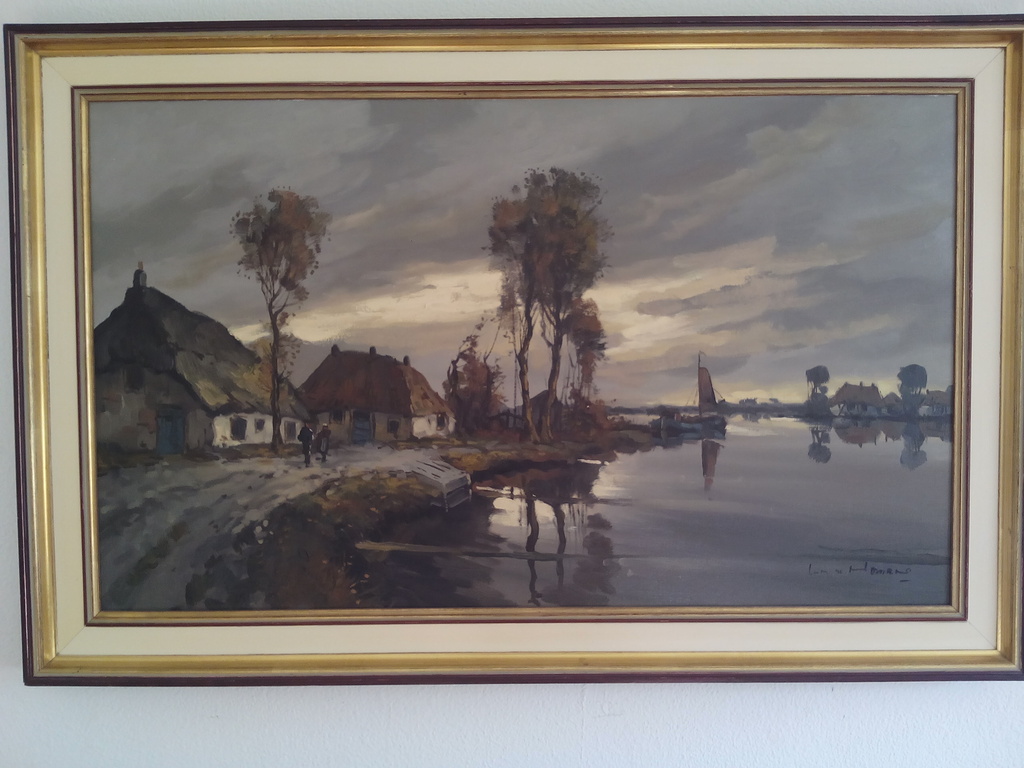 Willem Hendrik van Norden. Olieverf op doek. Groot riviergezicht met boerderijen kopen? Bied vanaf 115!