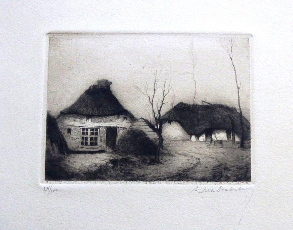 Dirk Baksteen, ets: Wijk het Brugske te Achterbosch, handgesigneerd en genummerd kopen? Bied vanaf 150!