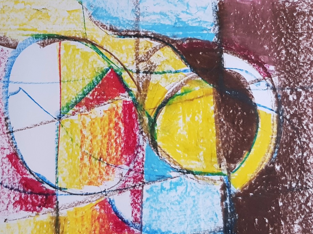 Bart de Graaf (1946) - Ingelijste Krijttekening, Compositie  kopen? Bied vanaf 1!