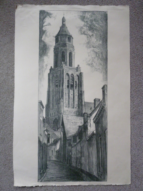 Jan Visser - litho - Trompetsteeg Arnhem kopen? Bied vanaf 25!
