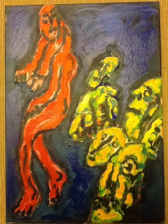 Jan Sierhuis: Olieverf op linnen, Vreemde figuren kopen? Bied vanaf 300!