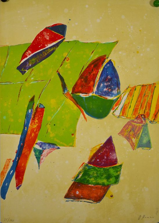 Daniel Humair: Litho. Abstracte compositie verkocht voor € 35!