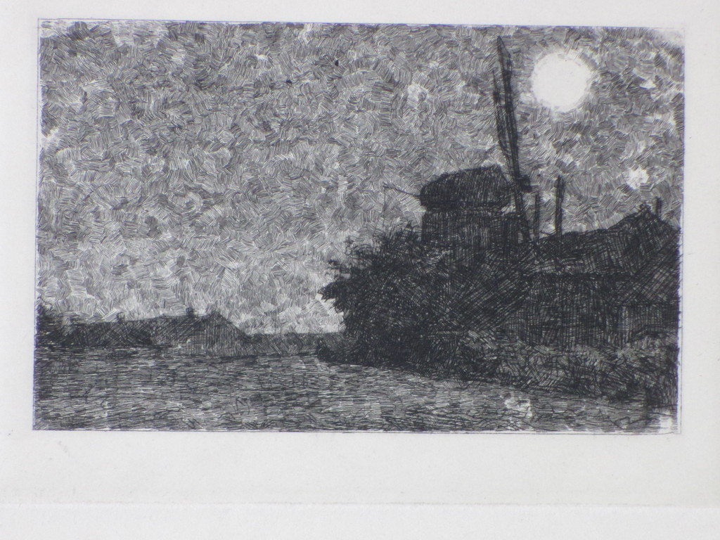Jan Veth, Molen te Laren, Ets 1886 verkocht voor € 40!