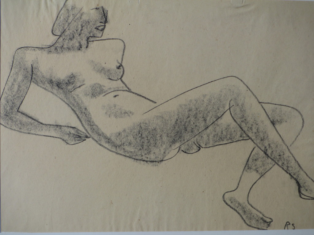 Rob Stultiens, Liggend Naakt II, Tekening verkocht voor € 35!