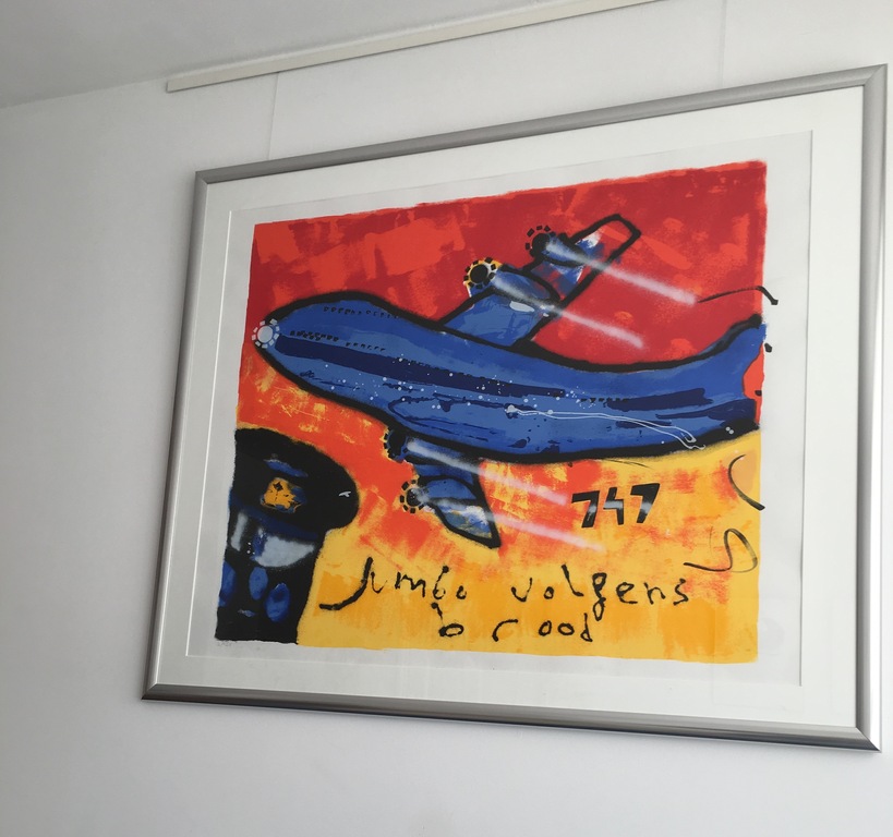 Herman Brood. Kleurenlitho nummer 2/125, origineel met certificaat, titel: Jumbo verkocht voor € 450!