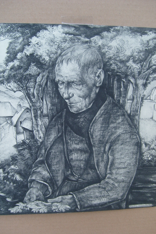 Willem van den Berg, litho uit 1937, man op bank, gesigneerd verkocht voor € 50!