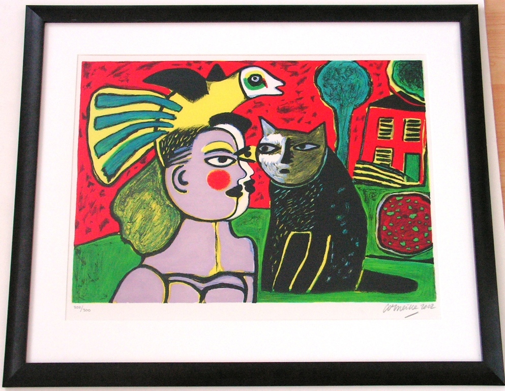 Corneille - dames met vogel en kat - litho kopen? Bied vanaf 200!