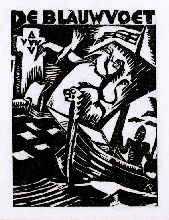 Arnold Pijpers: Houtsnede - Omslagontwerp tijdschrift 'De Blauwvoet', 1932 kopen? Bied vanaf 1!