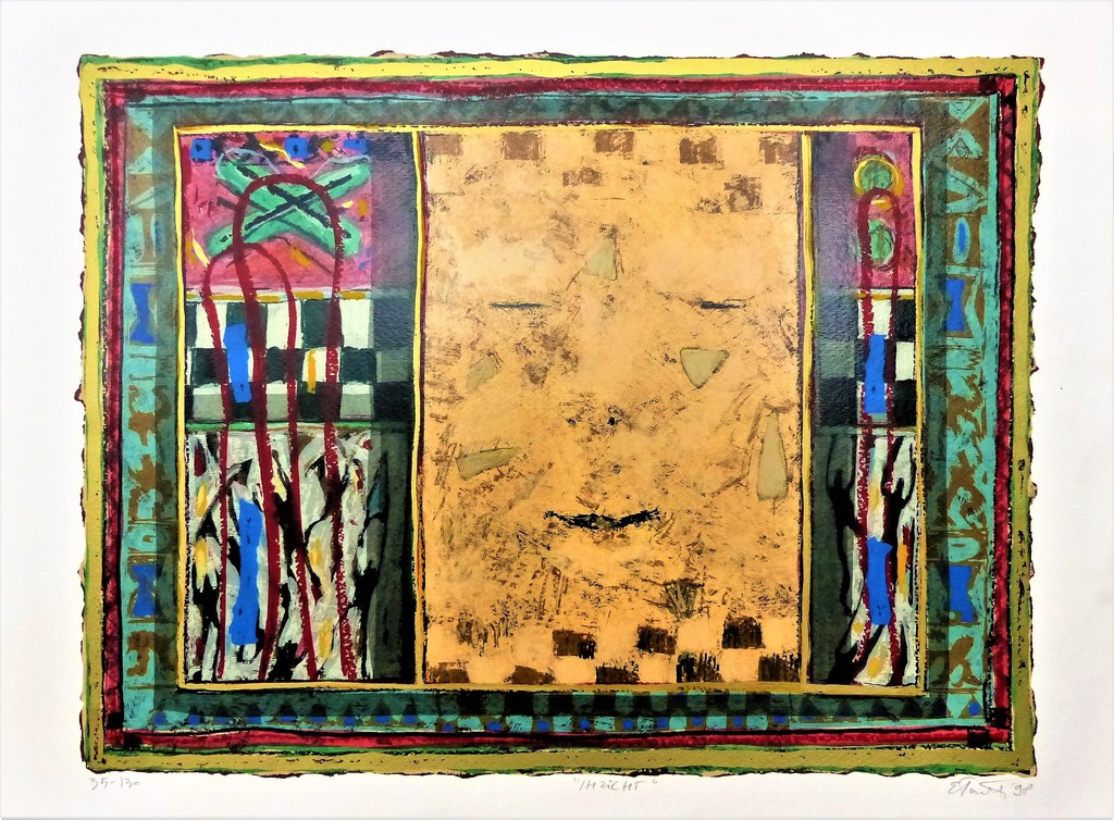 Eric Toebosch,Zeefdruk op papier,titel Inzicht ,hangesigneerd verkocht voor € 40!