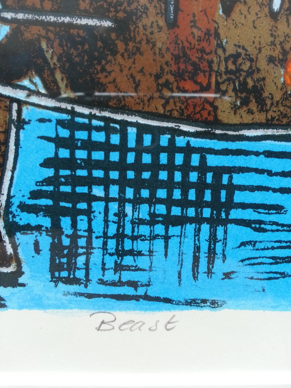 Ans van Dijk, zeefdruk op papier in aluminium lijst, Titel: "Beast" kopen? Bied vanaf 50!