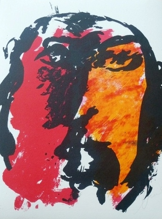 Eugene Brands, Litho: Face , 1968, handgesigneerd en genummerd verkocht voor € 225!