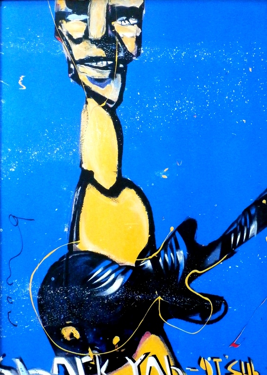 Herman Brood - ingelijste zeefdruk: de basgitarist verkocht voor € 325!