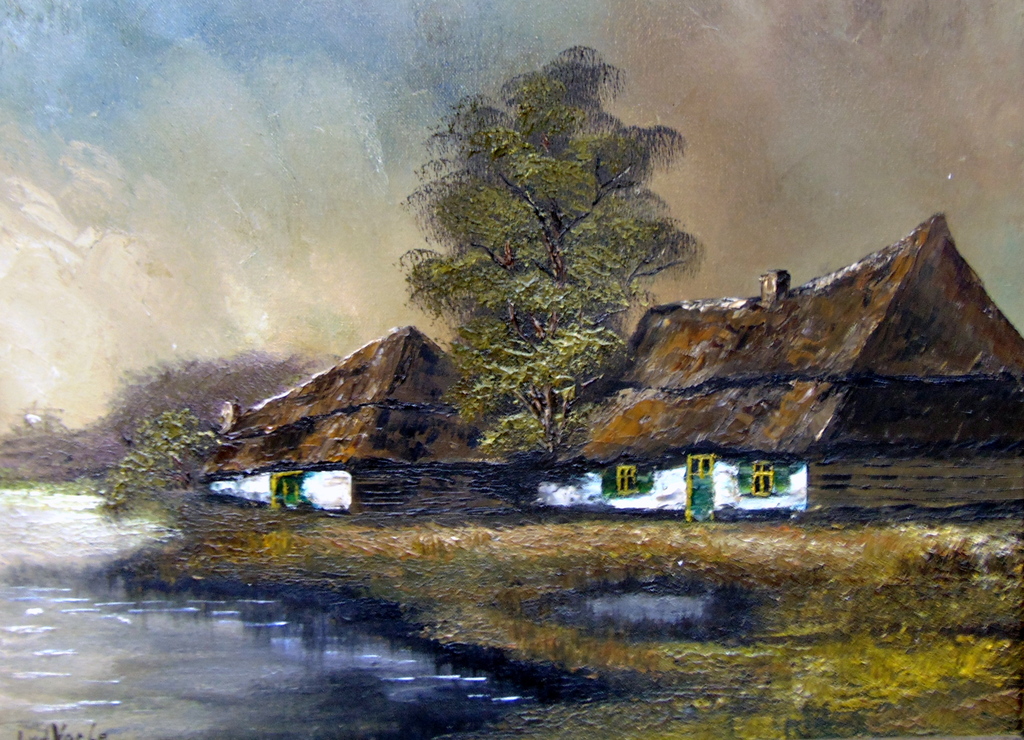 Sfeervol oud hollands landschap met boerderijtje, onbekende kunstschilder kopen? Bied vanaf 1!