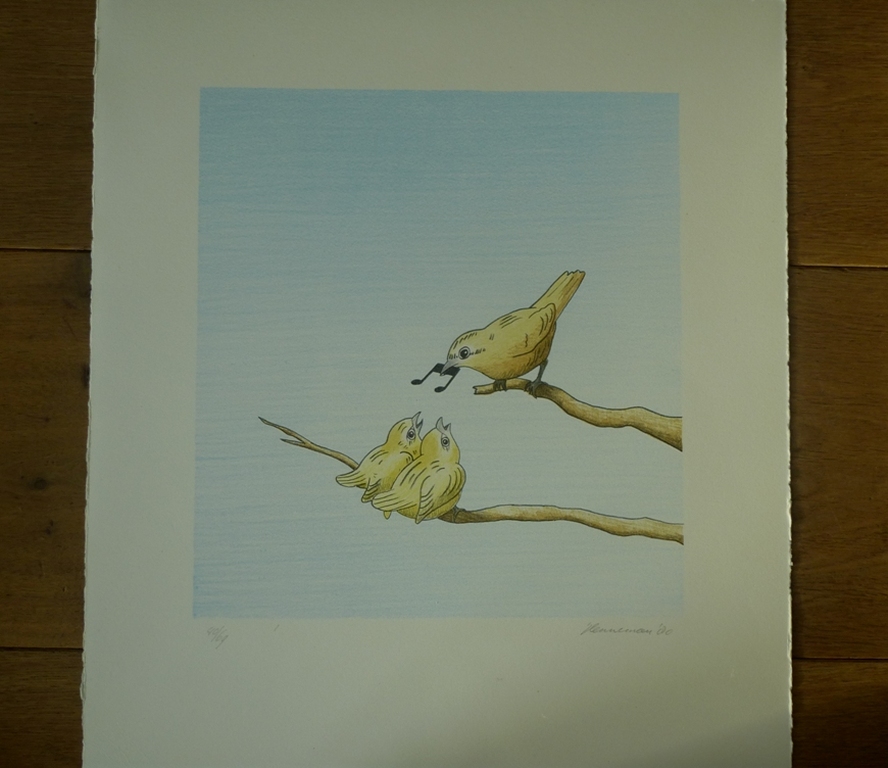 Jeroen Henneman, Litho: Uit het leven der dieren (Vogels), 1980, Handgesigneerd, 40/69 kopen? Bied vanaf 150!