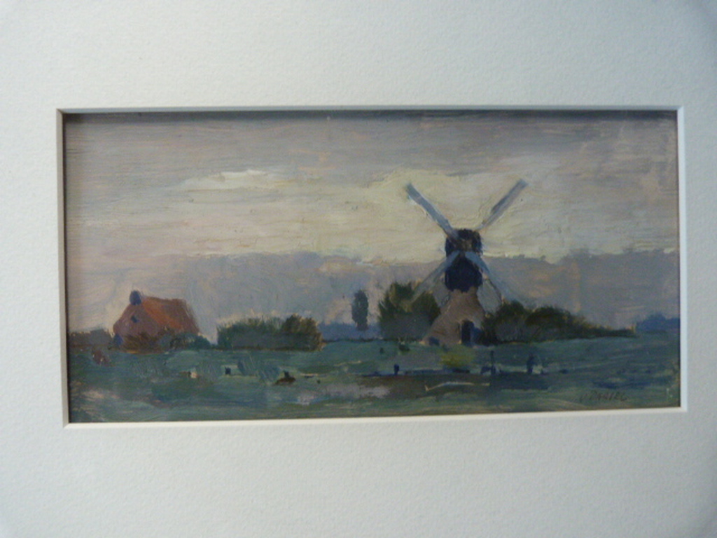 Hollands landschap - olieverf op board - gesigneerd. kopen? Bied vanaf 25!