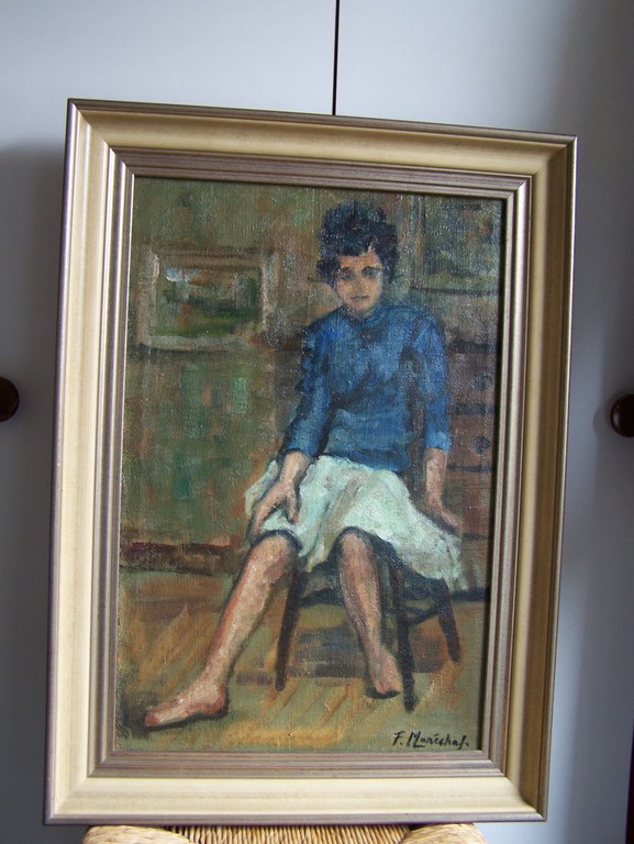 Francois Maréchal, (1861 - 1945) olieverf schilderij, vrouw op stoel. kopen? Bied vanaf 200!