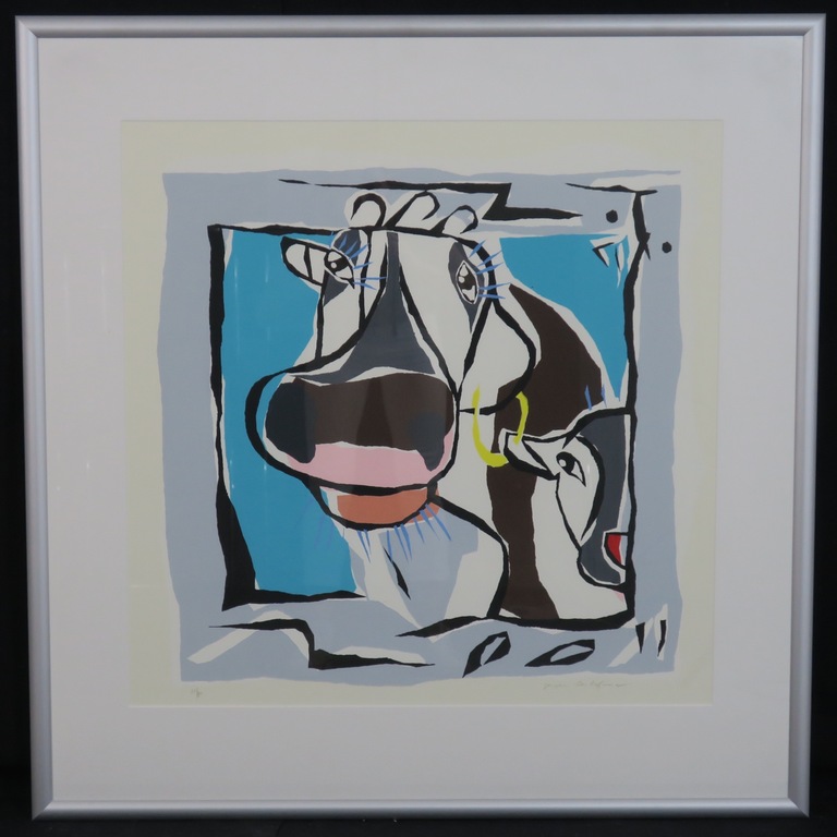 Jeroen Gerlofsma: Zeefdruk, Koe - Ingelijst kopen? Bied vanaf 1!