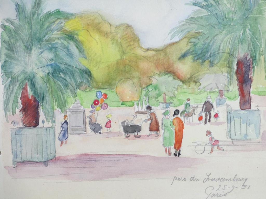 Han Krug - Parc du Luxembourg Paris - Aquarel 1931 verkocht voor € 75!