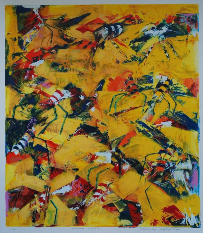 Willem van Scheijndel - gesigneerde zeefdruk - Moustique anopheles  verkocht voor € 150!
