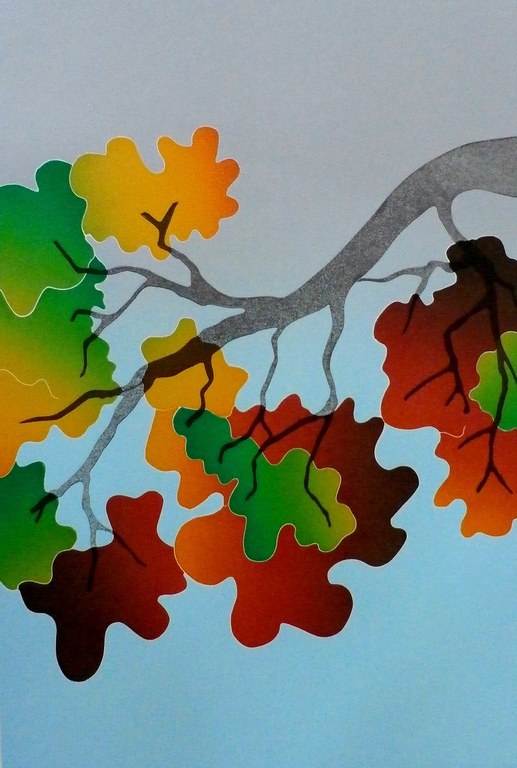 Thom de Jong - Ets: Autumn branche -  verkocht voor € 50!