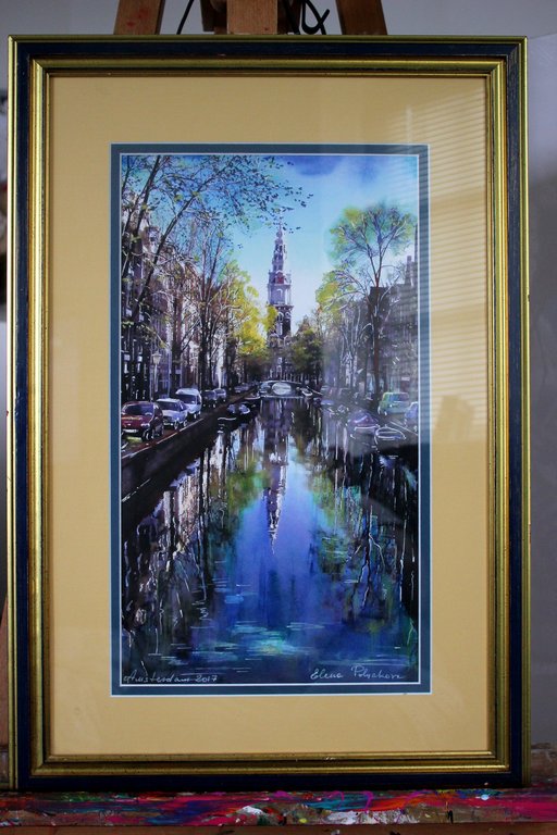 Elena Polyakova: Acrylverf ,  Zuiderkerk in Amsterdam kopen? Bied vanaf 65!