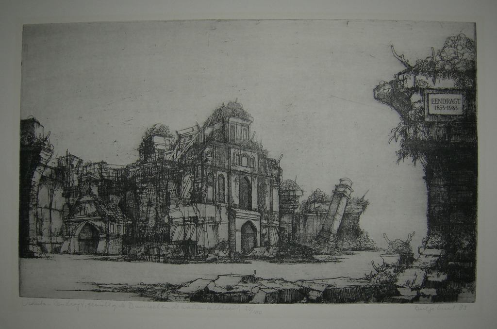 Dirkje Kuik, ets, Veduta Eendragt verkocht voor € 110!