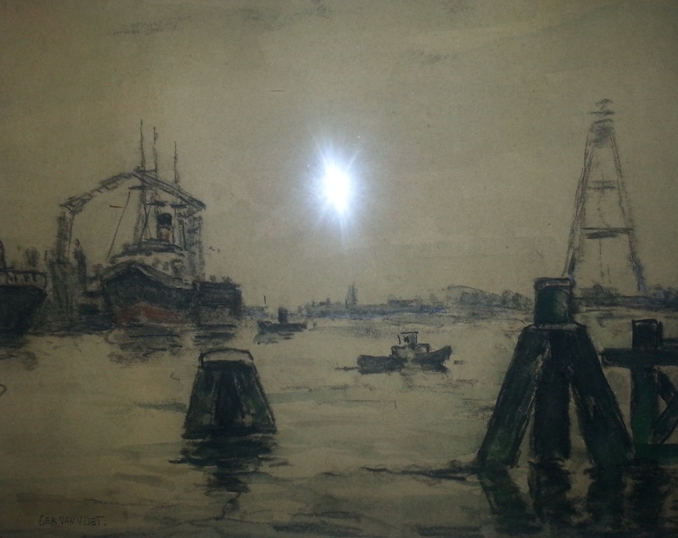 Ger van Vliet (1880-1972) - gemengde techniek+2 tekeningen, gesigneerd verkocht voor € 35!