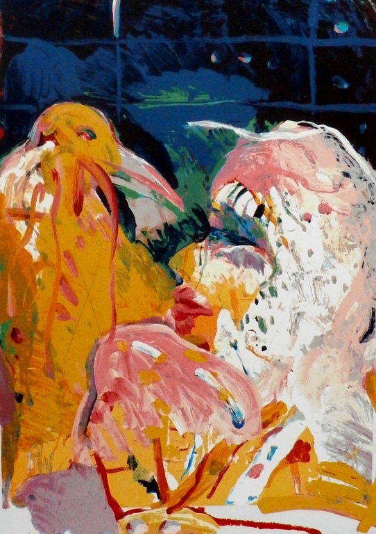 Kees van Bohemen - zeefdruk: vrouw met vogel verkocht voor € 60!