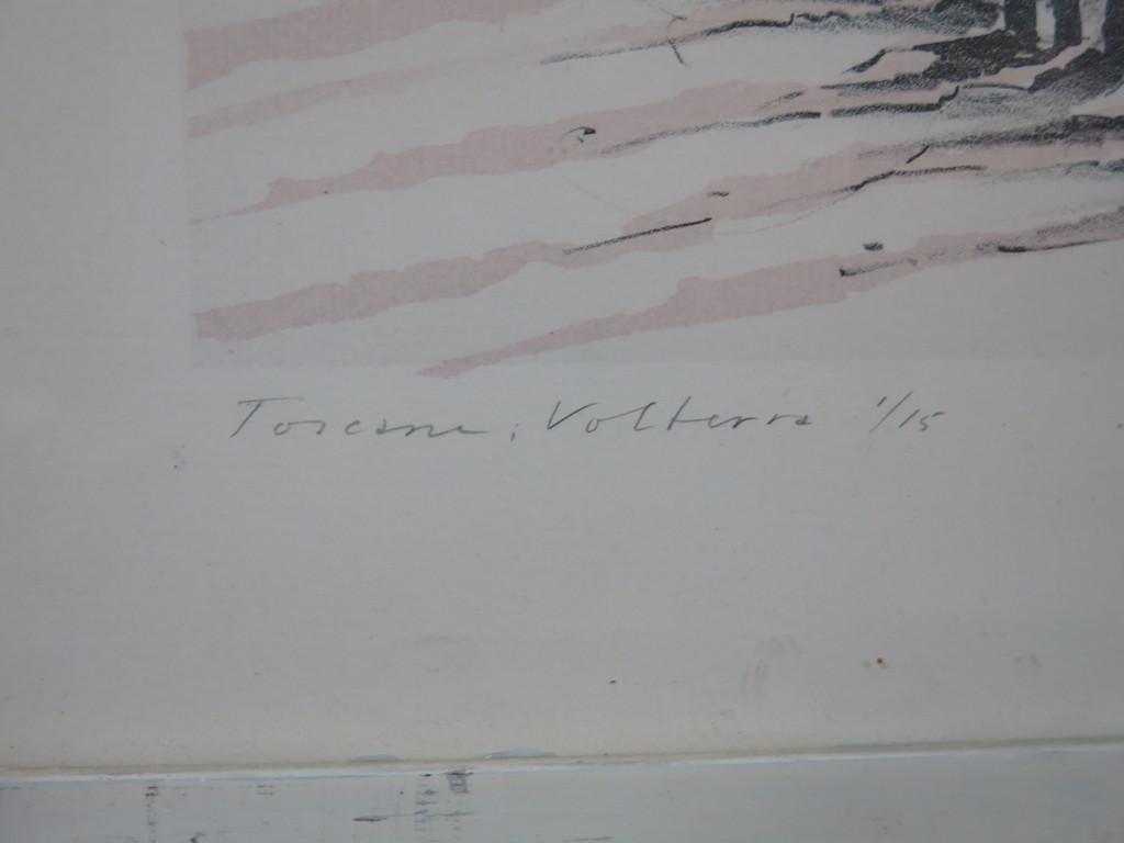 Jan Hein van Rooy: Litho, Toscane; Volterra - Ingelijst kopen? Bied vanaf 35!