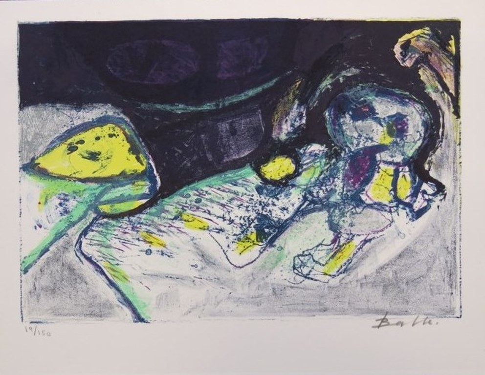 Mogens Balle: Kleurenlitho. Figuur in Paars verkocht voor € 85!